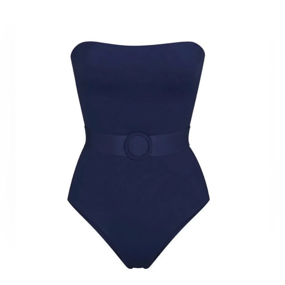 NWT Skims Sculpting Swimsuit Strapless One Piece Belted Midnight Blue Size 4X